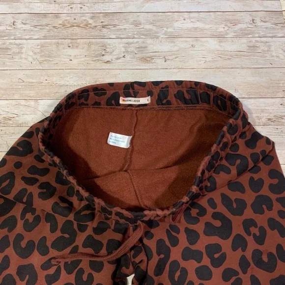Marine Layer Anytime Fleeced Sweatpants Jogger Leopard Brown Black Size S - Picture 3 of 9